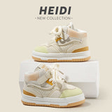 1-7 Years Children's Winter Casual Sneakers Soft-Soled Baby Shoes-Cream+Yellow