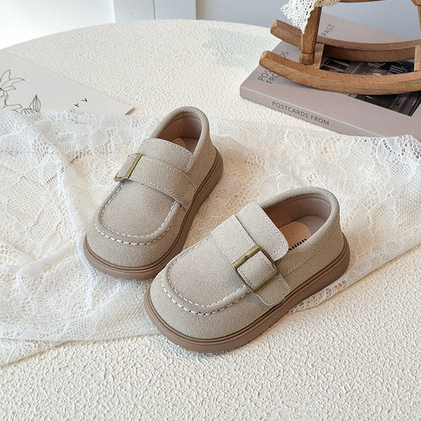 1-6 Years Baby Boy Loafers | Soft Sole Thick Sole Belt Buckle Casual Shoes Beige