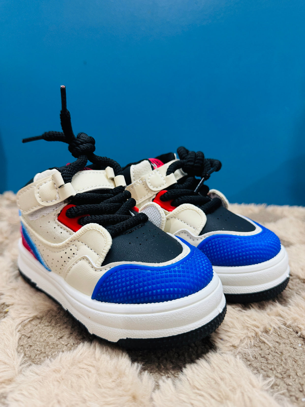 1-7 Years Children's Winter Casual Sneakers Soft-Soled Baby Shoes-Black+Blue